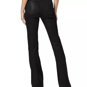 PAIGE Black Luxe Coated High Rise Laurel Canyon Pants
